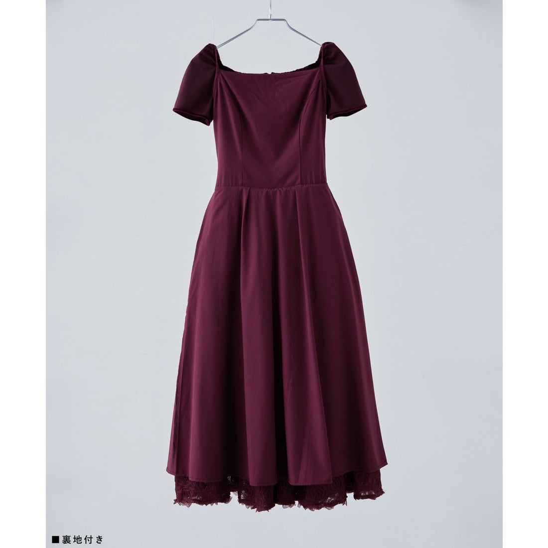 エトル etoll. ベロアロゼットフレアドレス （バーガンディー） -靴