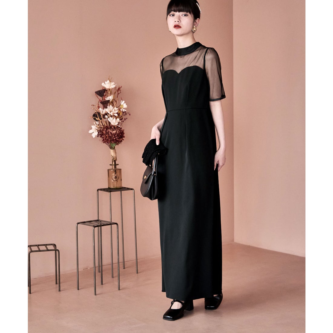 エトル etoll. 刺繍ペプラムビスチェ＆Iラインドレスセットアップ