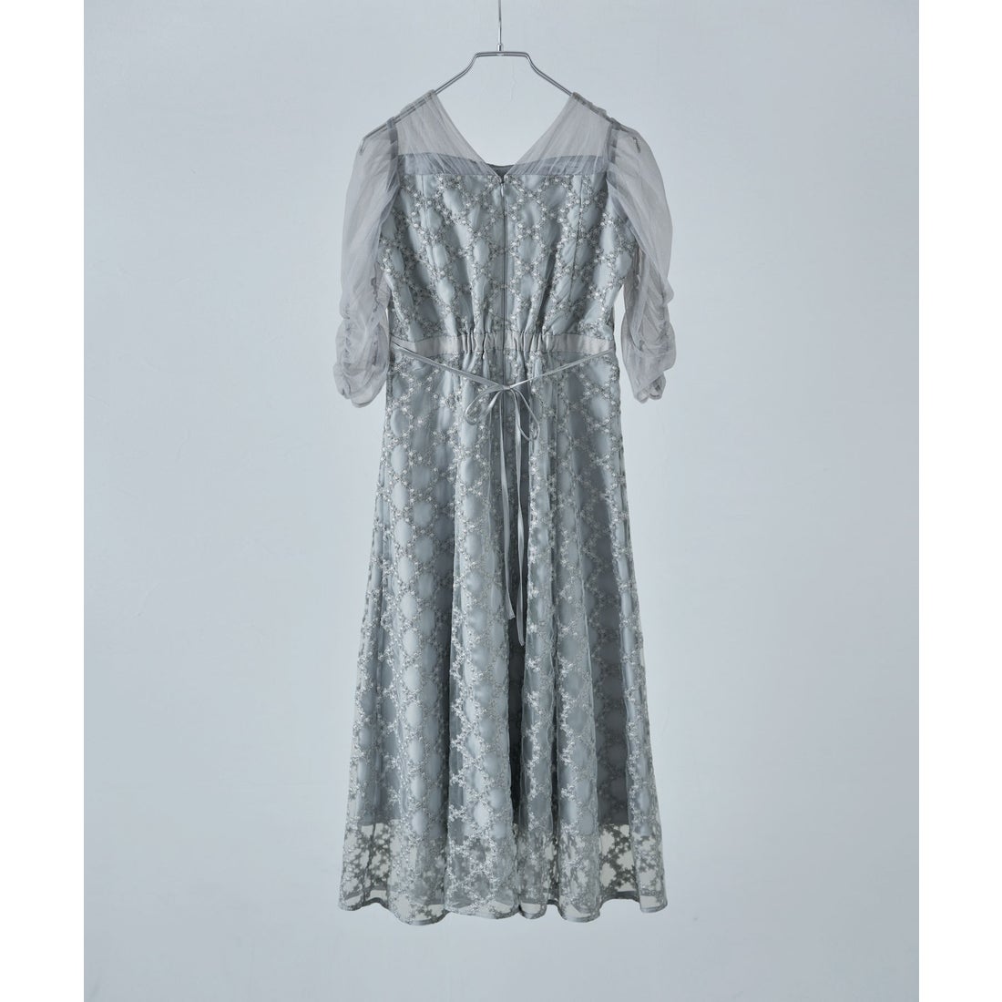 新品エトルドリードールフラワーダイアゴナルチェックフレアドレスネイビー