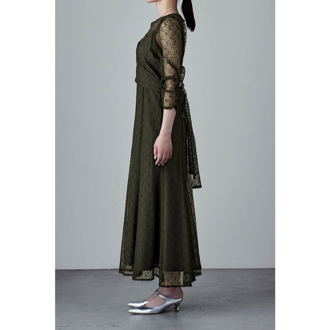 エトル etoll. カシュクールデザインフレアドレス （ブラック