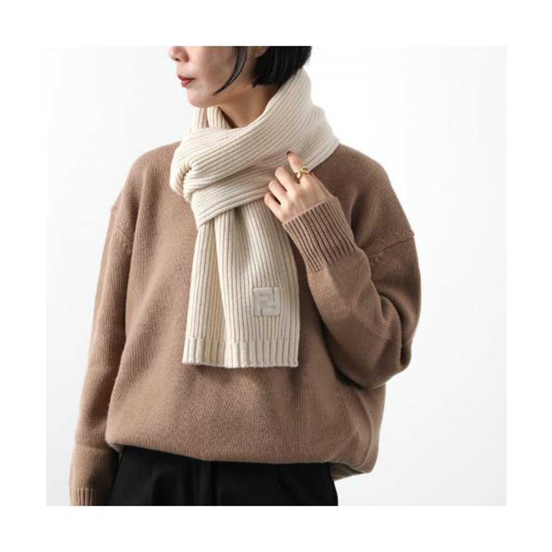 フェンディ FENDI FENDI マフラー FXT117 ASG2 リブ FFロゴ （F15W8