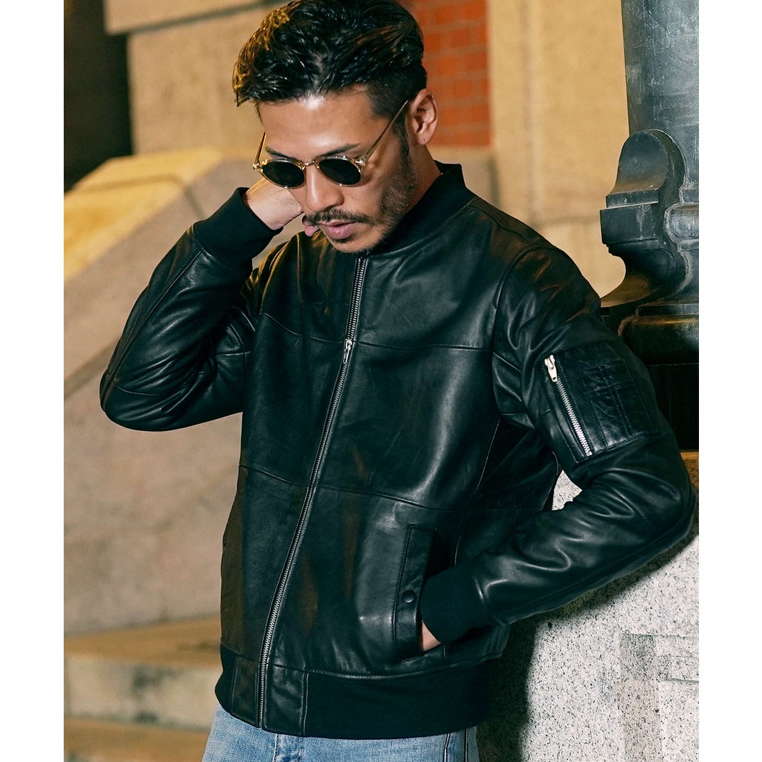 blackmeans ブラックミーンズ 羊革 レザーライダース 3 グリーン