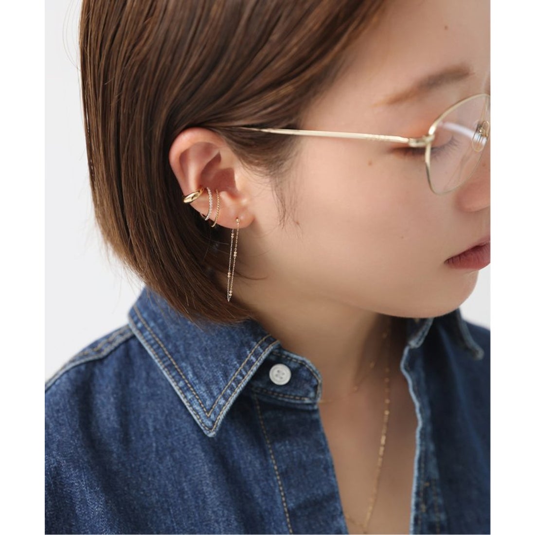 リラ Lilas キャビアチェーンピアス K10(両耳) （ゴールド