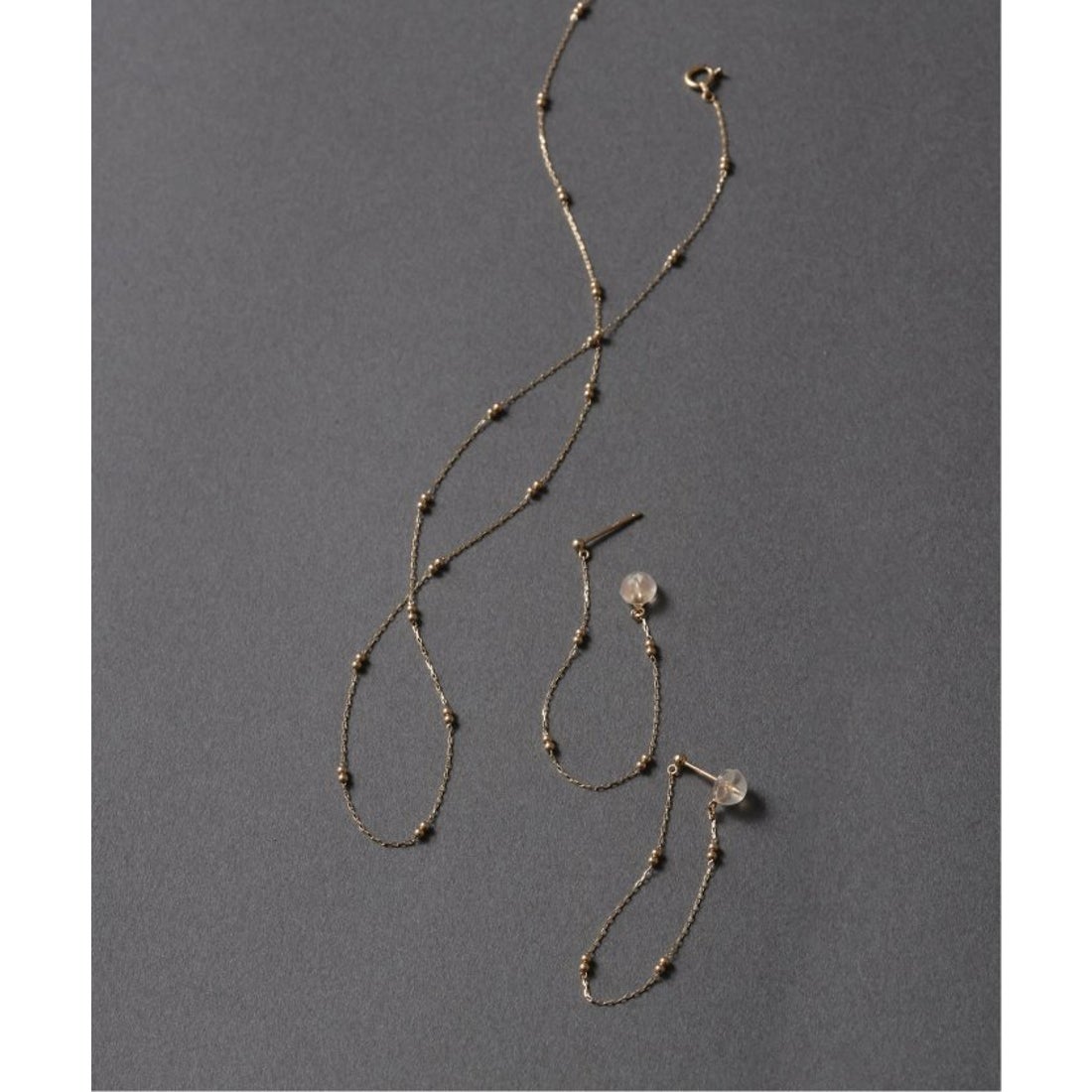 リラ Lilas キャビアチェーンピアス K10(両耳) （ゴールド