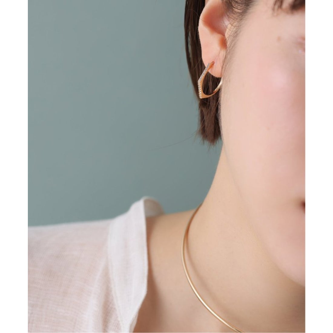 Lilas ワイドラインクロスフープピアス K10 ワイドライン2cmフープ