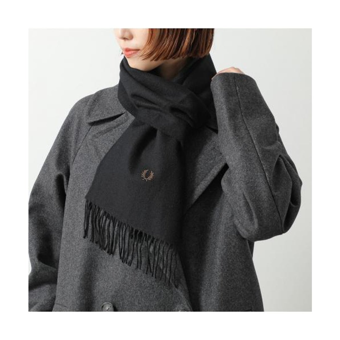 フレッドペリー FRED PERRY FRED PERRY マフラー C4126 ウール ロゴ