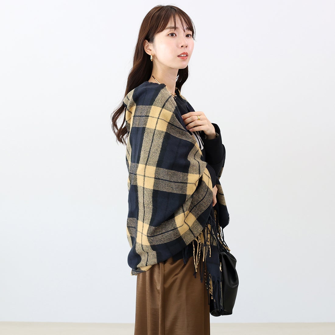 アレッタ ヴィータ Aletta vita チェック大判ストール （ネイビー