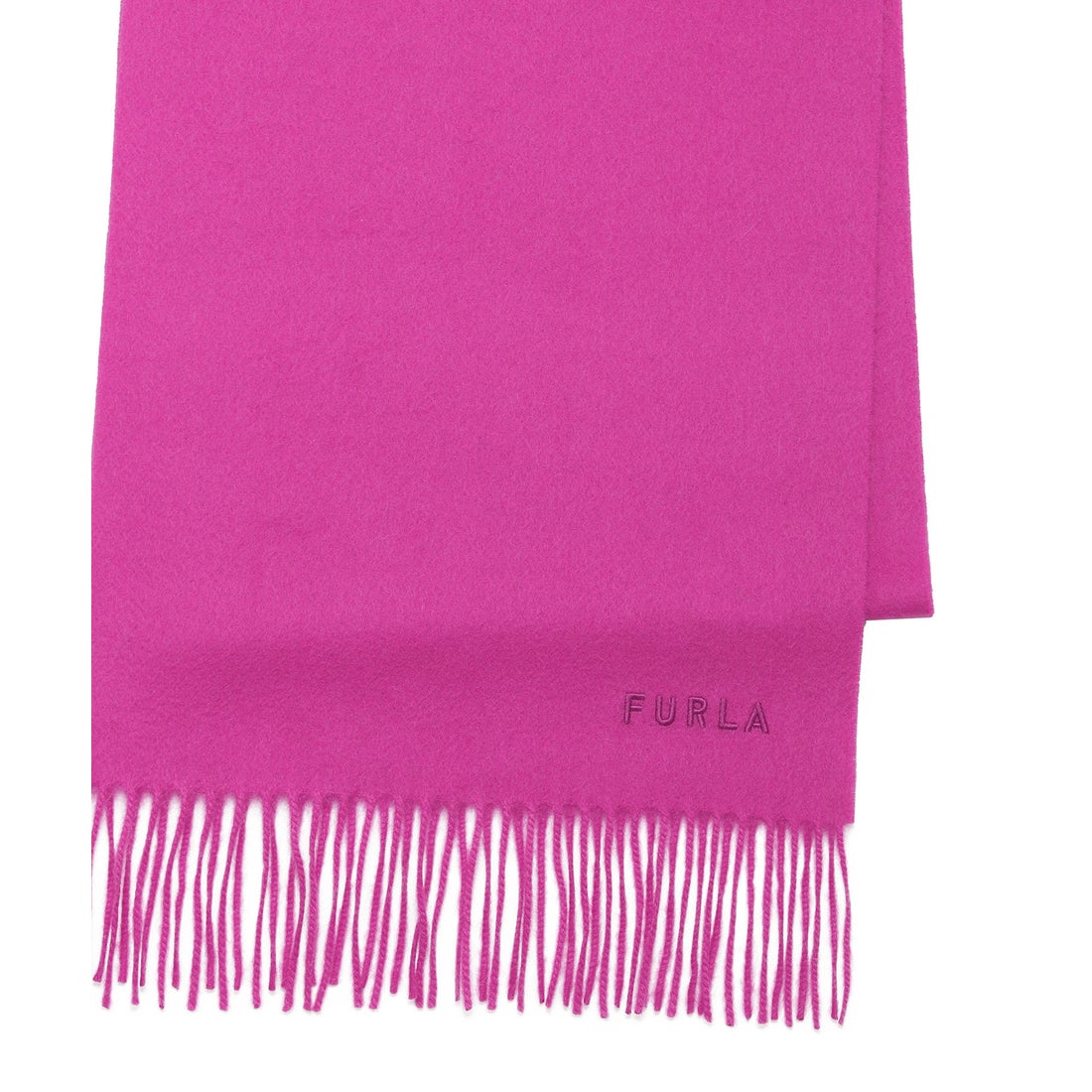 FURLA 【洗える】カシミヤ100％紡毛厚手マフラー 30×180cm 無地 ロゴ