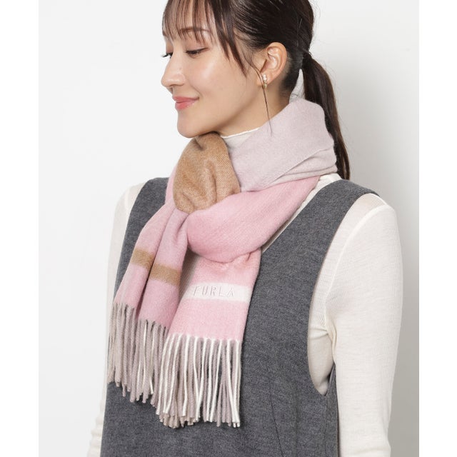 FURLA 【洗える】カシミヤ100％紡毛厚手ストール 50×190cm オンブレー