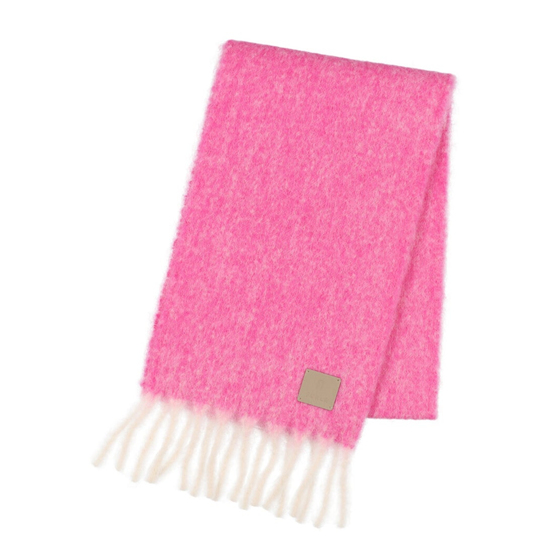 FURLA 【日本製】本革ネーム付き アルパカ混シャギーマフラー 25×180cm