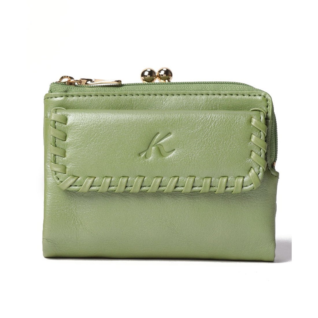 キタムラK2 牛革二つ折り財布 Dー32 （ライトグリーン） -靴