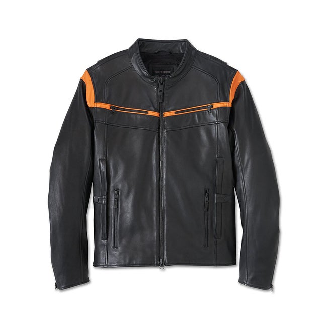 バックインブラックレザーバイカージャケット -ハーレーダビッドソン