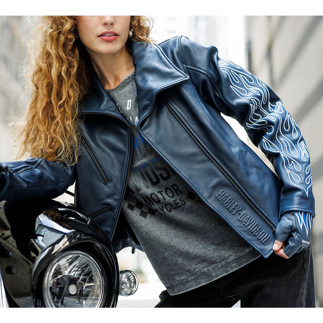 ブレイズンレザーバイカージャケット HARLEY DAVIDSON◇ライダース