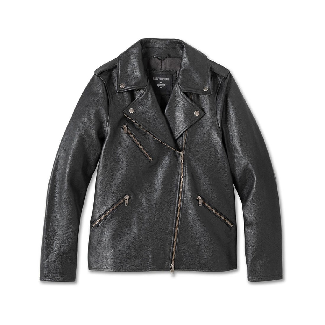 バックインブラックレザーバイカージャケット -ハーレーダビッドソン