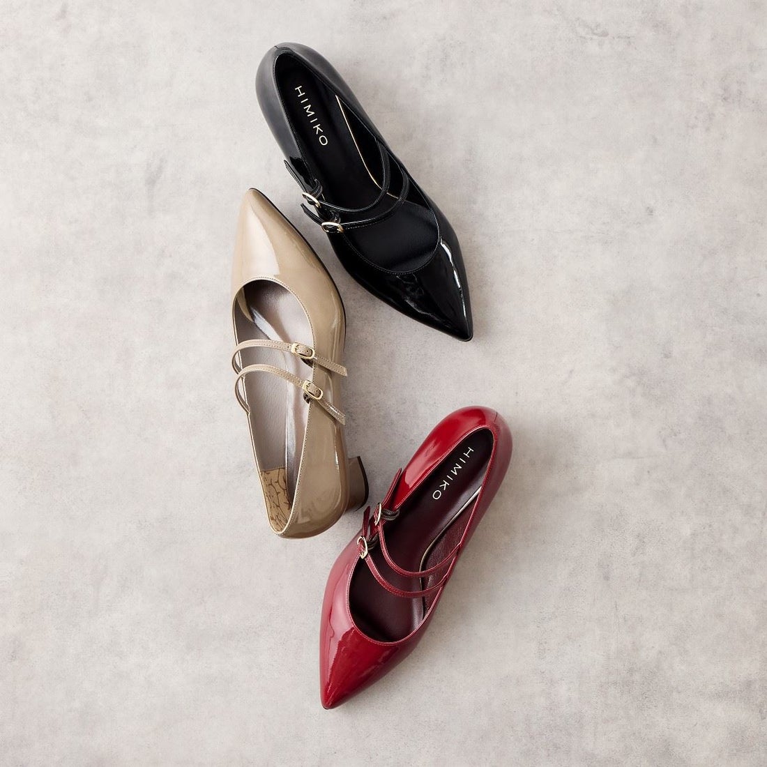 ヒミコ 卑弥呼 ダブルベルトメリージェーンパンプス/641314 （レッド