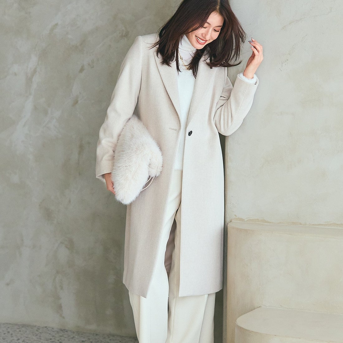 インディヴィ INDIVI 【名品コート／日本製】ウール100％チェスター