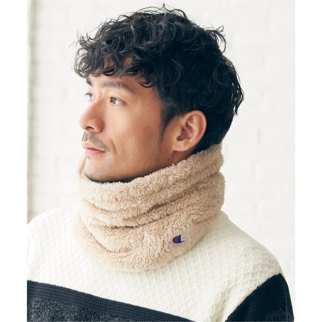 cash & barba キャッシュファー ネックウォーマー T.blue cash & barba