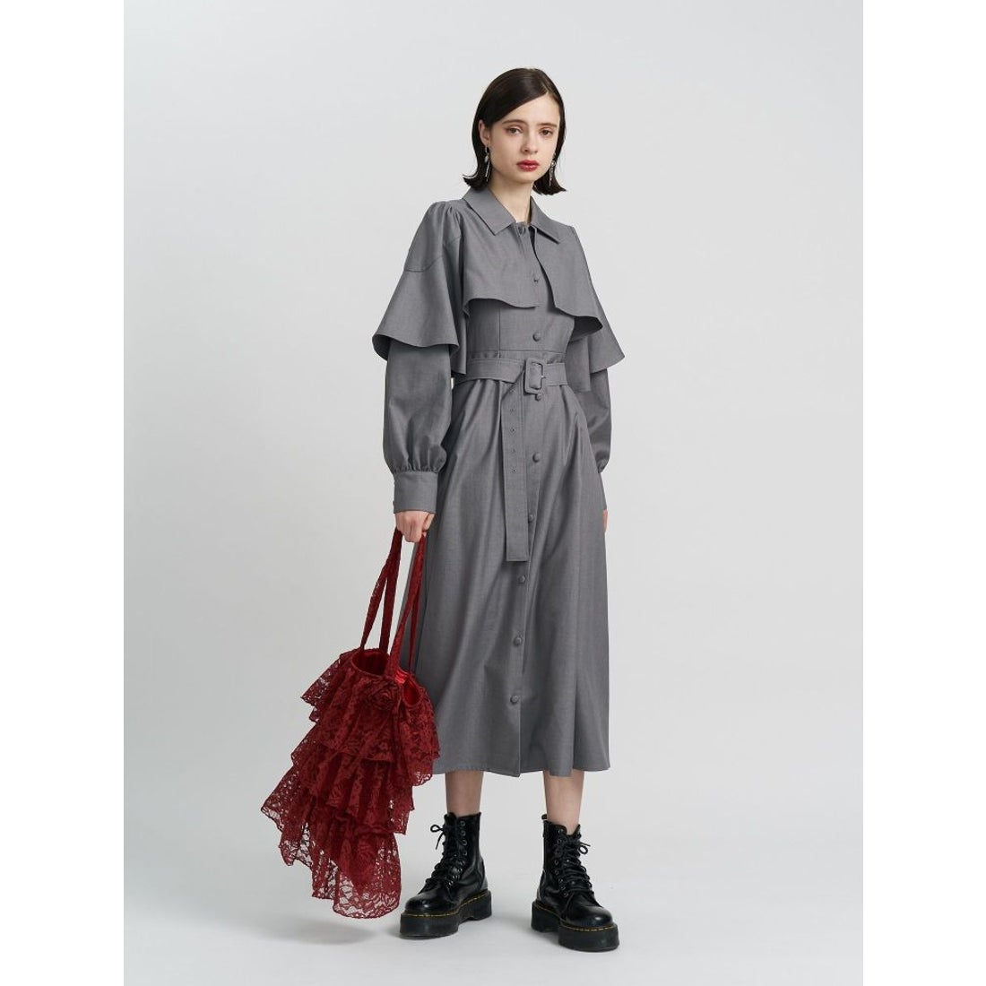 ジュエティ jouetie ケープロングコートワンピース （グレー