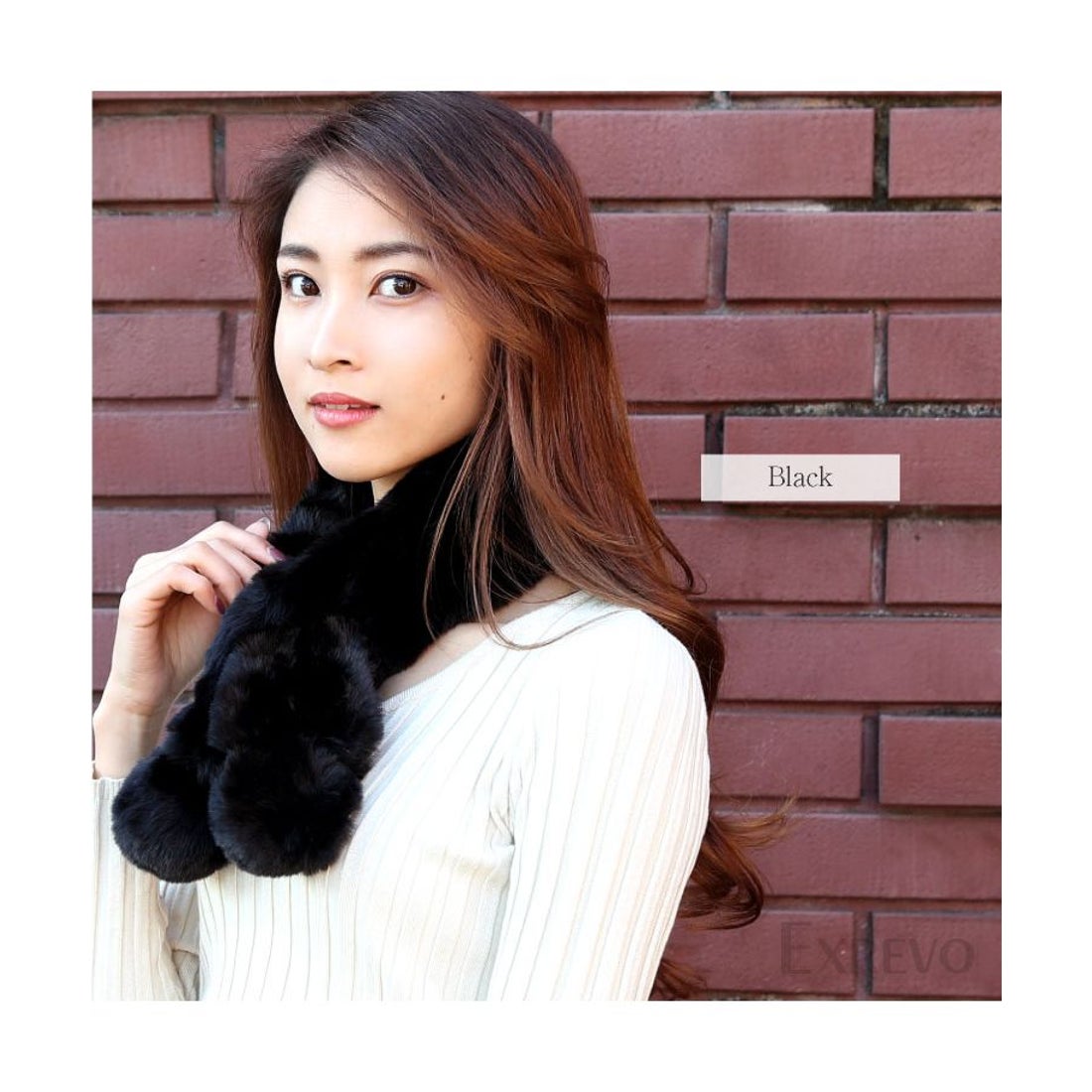 エクレボ exrevo ファー 通し穴 マフラー レディース 秋冬