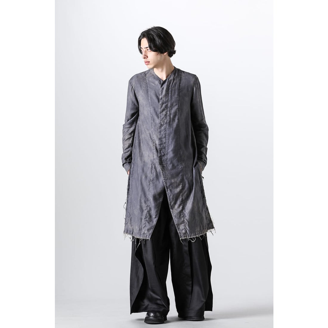 ユリウス JULIUS Wool Cupro Satin Wide Pants （Black