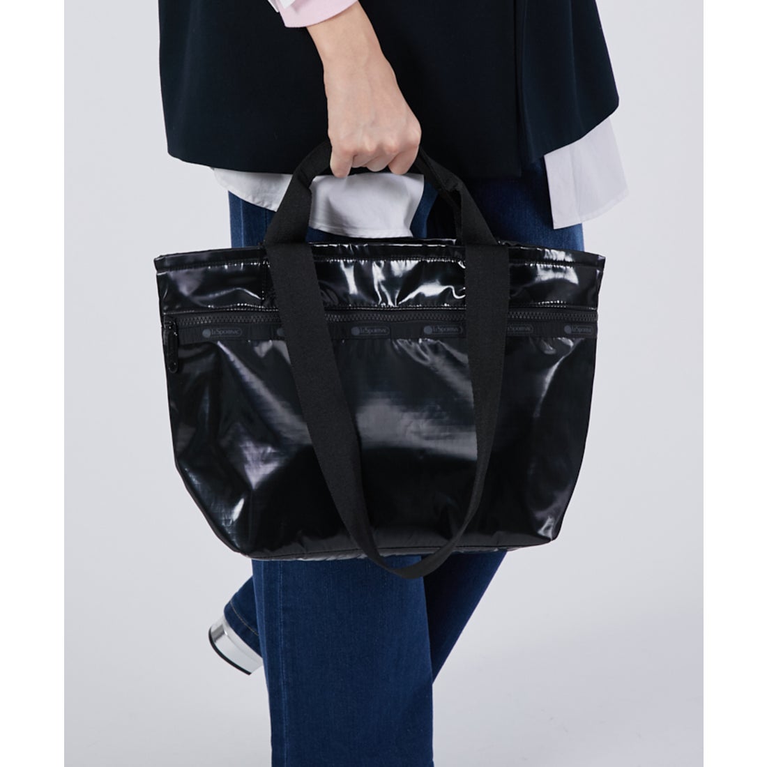 レスポートサック LeSportsac TWO HANDLE ZIP TOTE （ブラックシャイン
