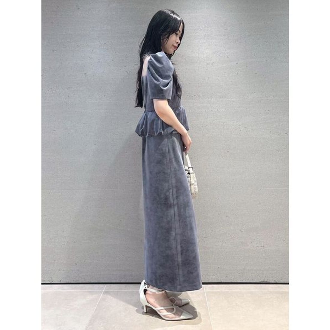 リリーブラウン LILY BROWN ペプラムベロアドレス （BLK