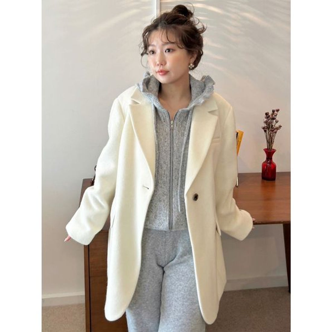 リリーブラウン LILY BROWN ベルト付きシャギーオーバージャケット