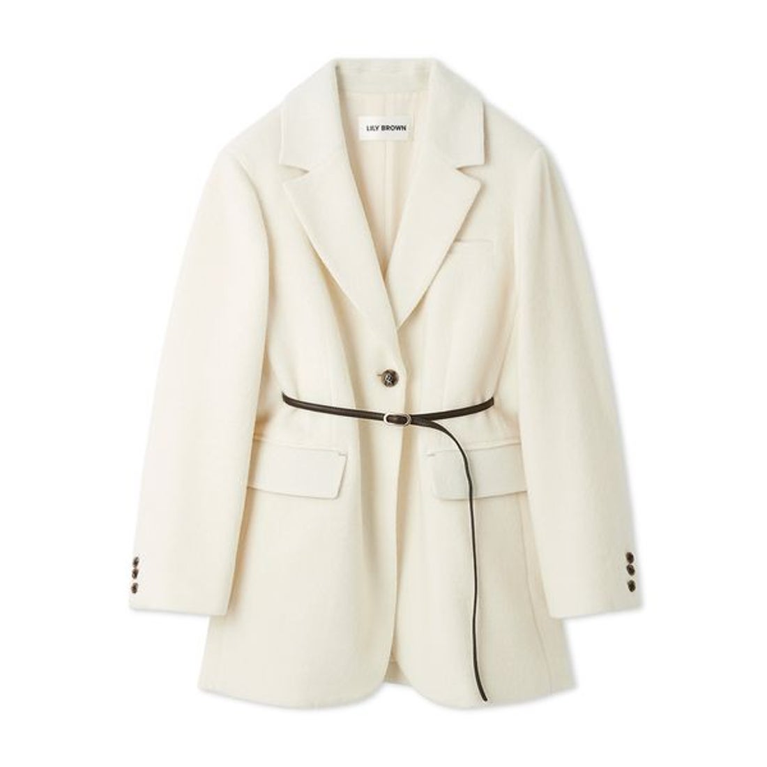 リリーブラウン LILY BROWN ベルト付きシャギーオーバージャケット