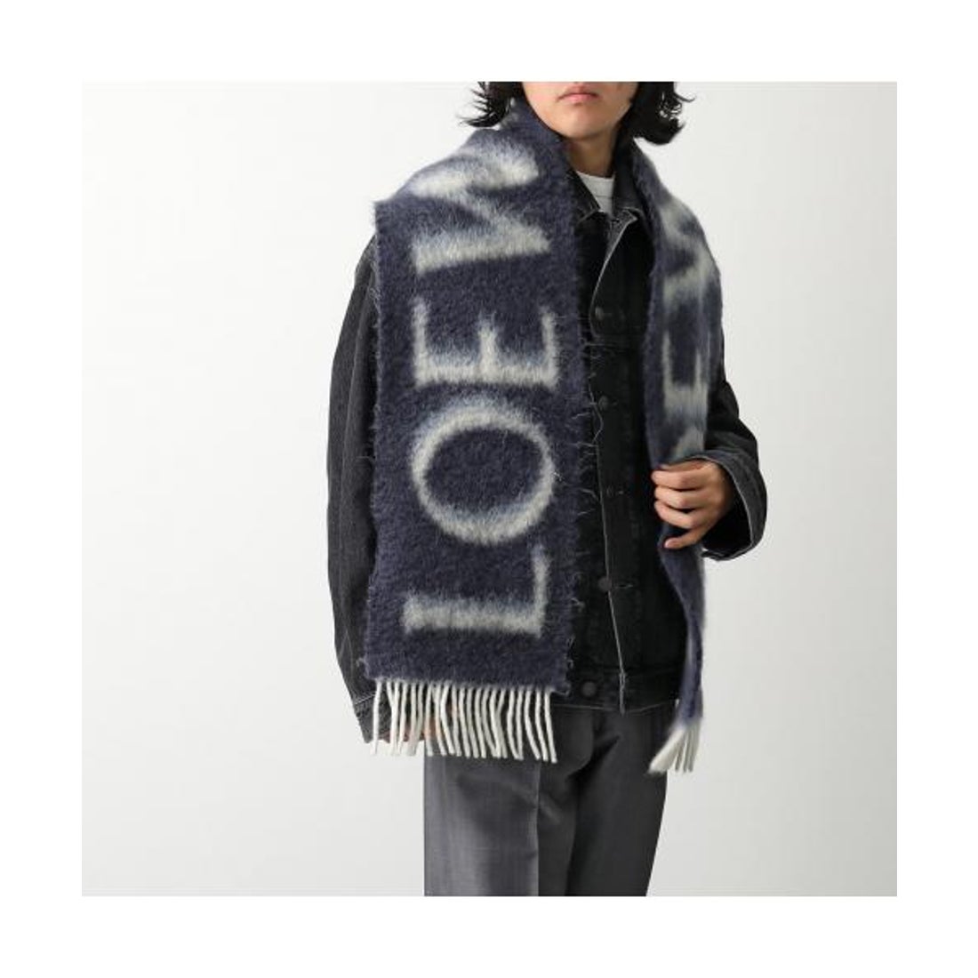 ロエベ LOEWE LOEWE マフラー F811257X03 モヘア ウール ロゴ