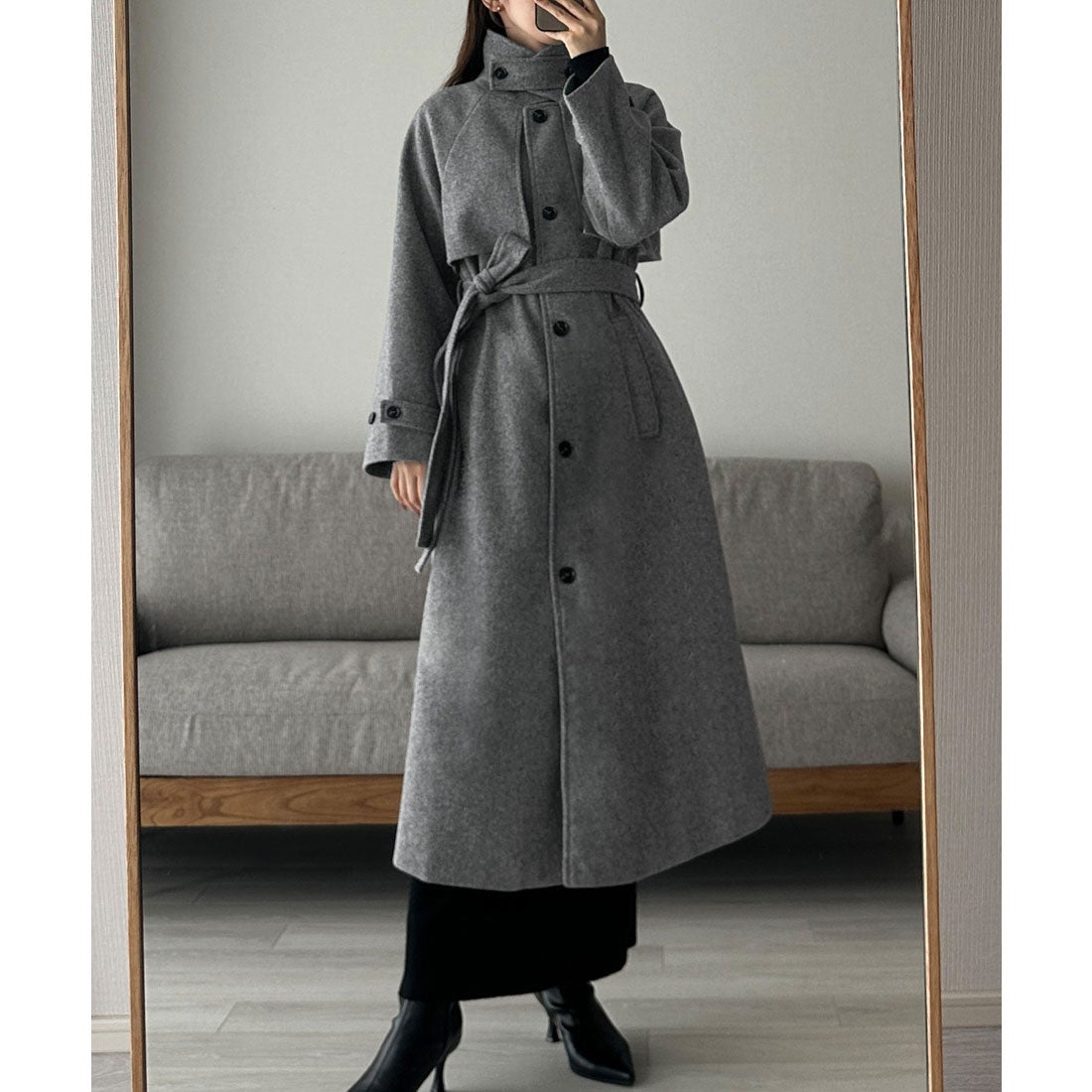 ルエレ Louere Louere 2wayステンカラーロングコート （ダークグレー