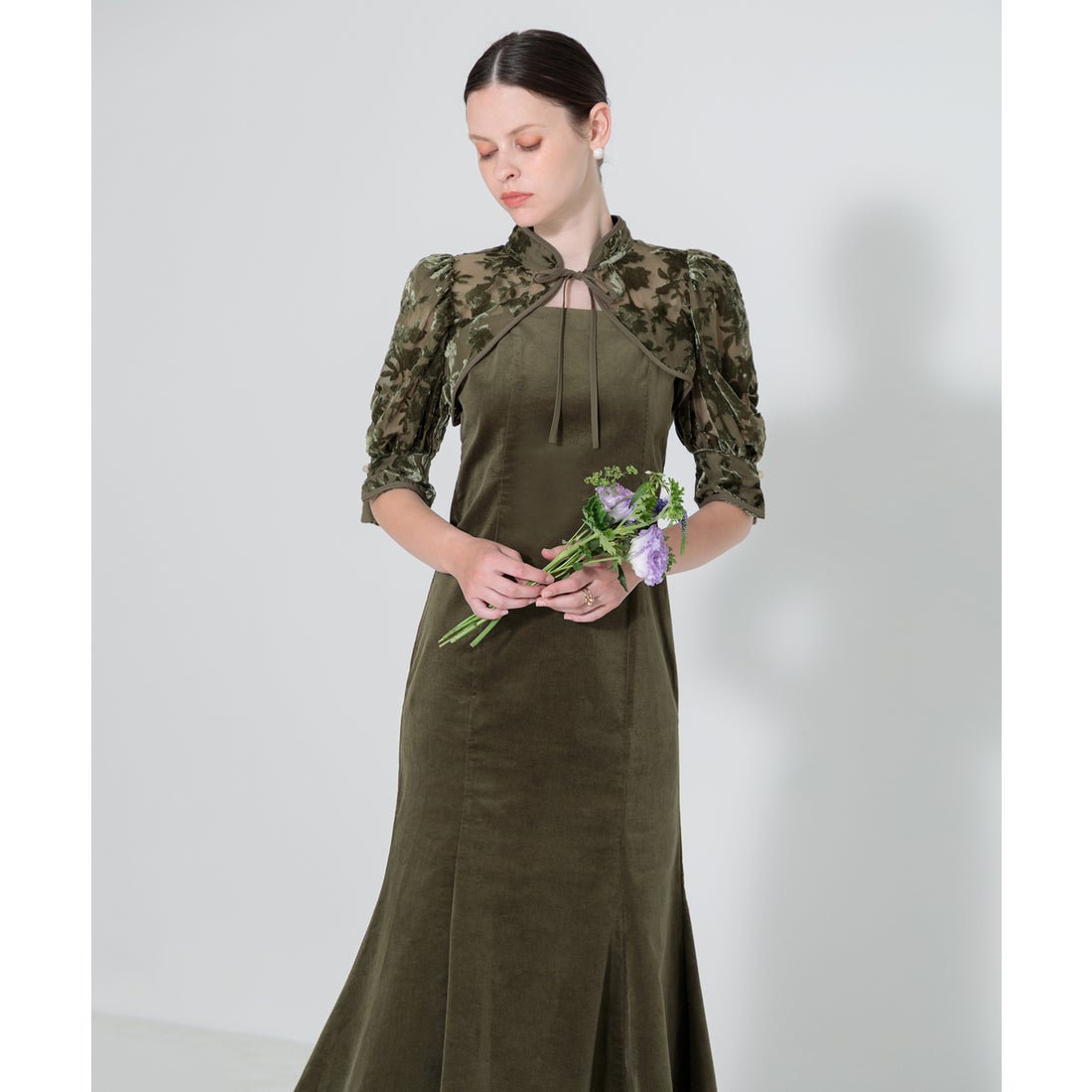 レジャ Leja 花柄ボレロマーメイドワンピースセットアップロング