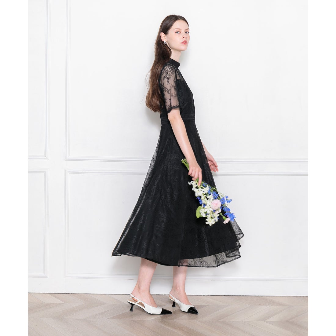 ✨美品✨東京イギン マザードレス13号 ネイビー フローラル 体型カバー