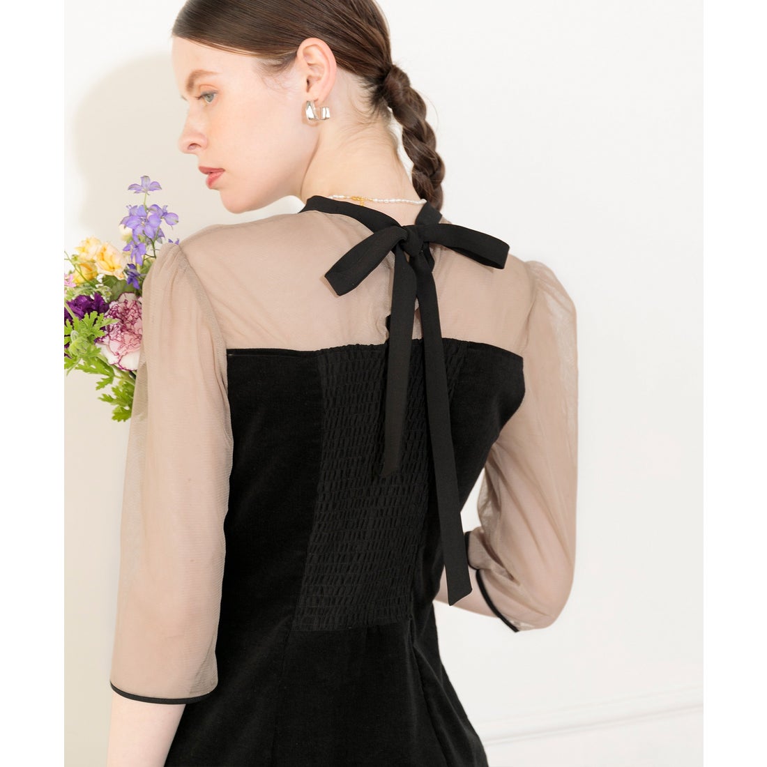 レジャ Leja バックリボン美脚効果シアー切り替えマーメイドフレ