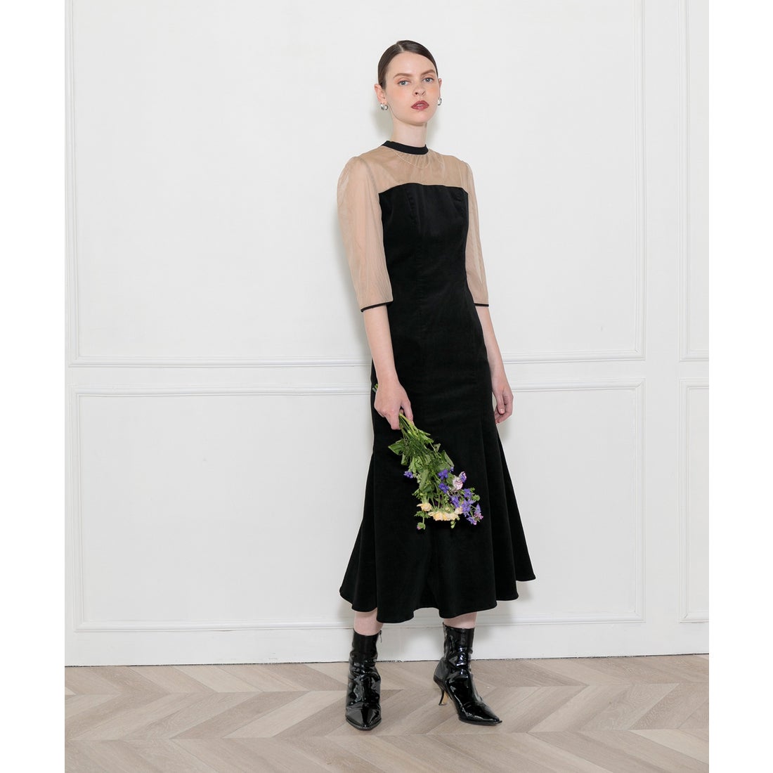 レジャ Leja バックリボン美脚効果シアー切り替えマーメイドフレ