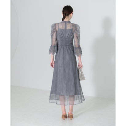 レジャ Leja 総レースプチハイネックパフスリーブAライン美脚効果