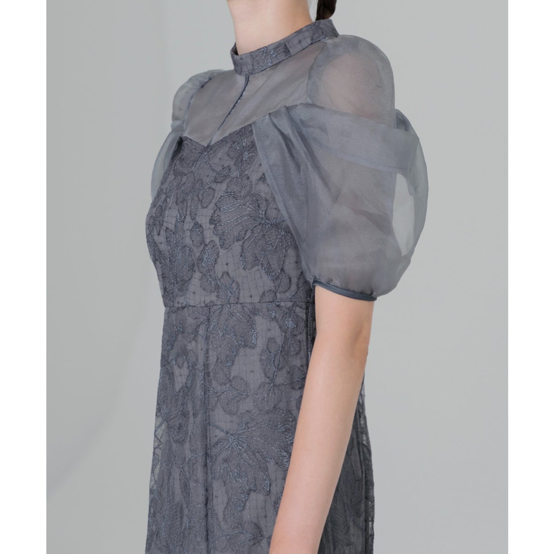 レジャ Leja オーガンジードレープパフスリーブマーメイドシルエット