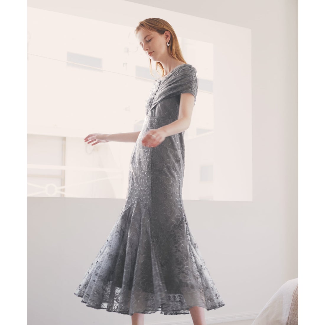 み*ん様 leja グリーンオフショルダーレースドレス S み*ん様 leja