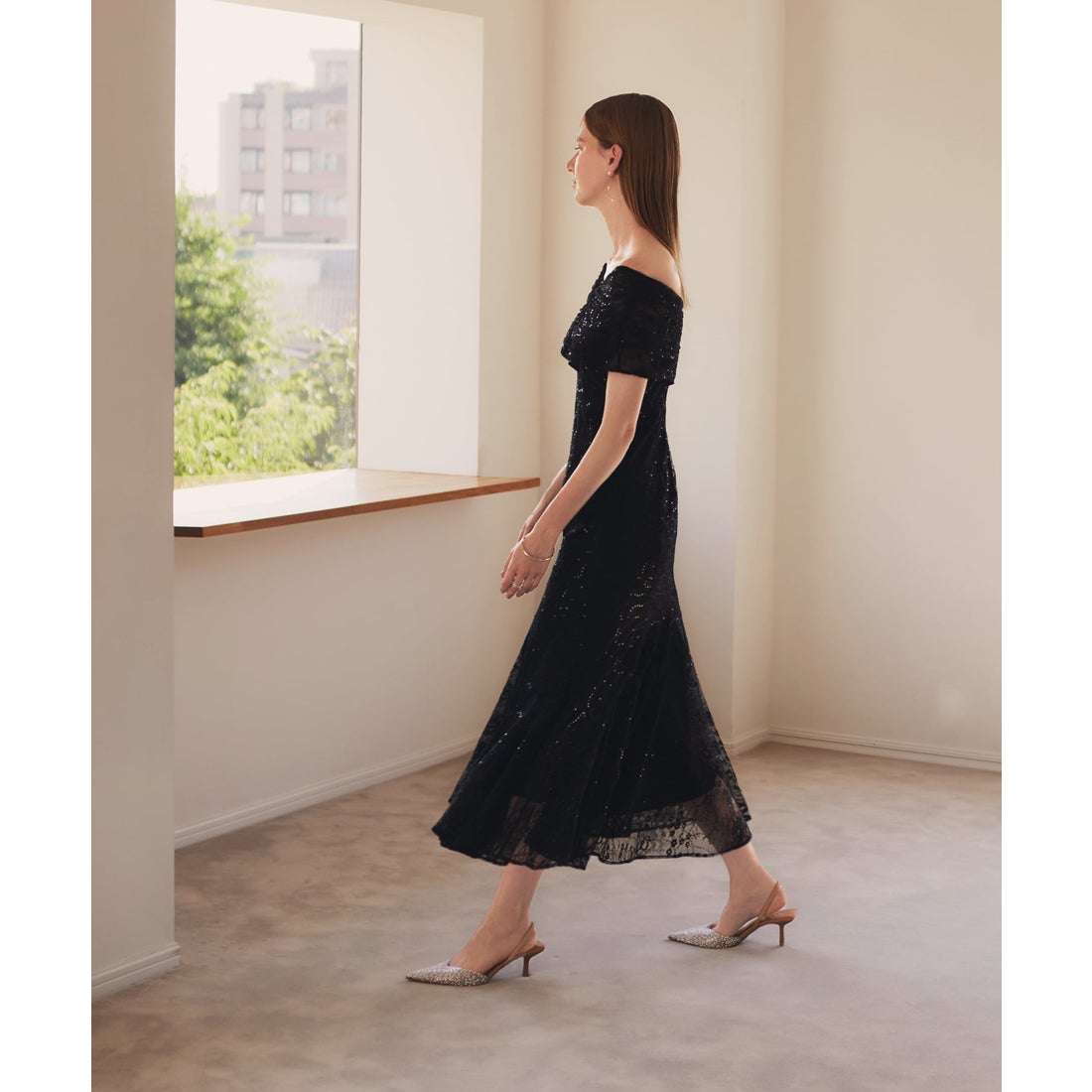 Leja レジャ 2WAYレース花柄オフショルダースパンコールマーメイド