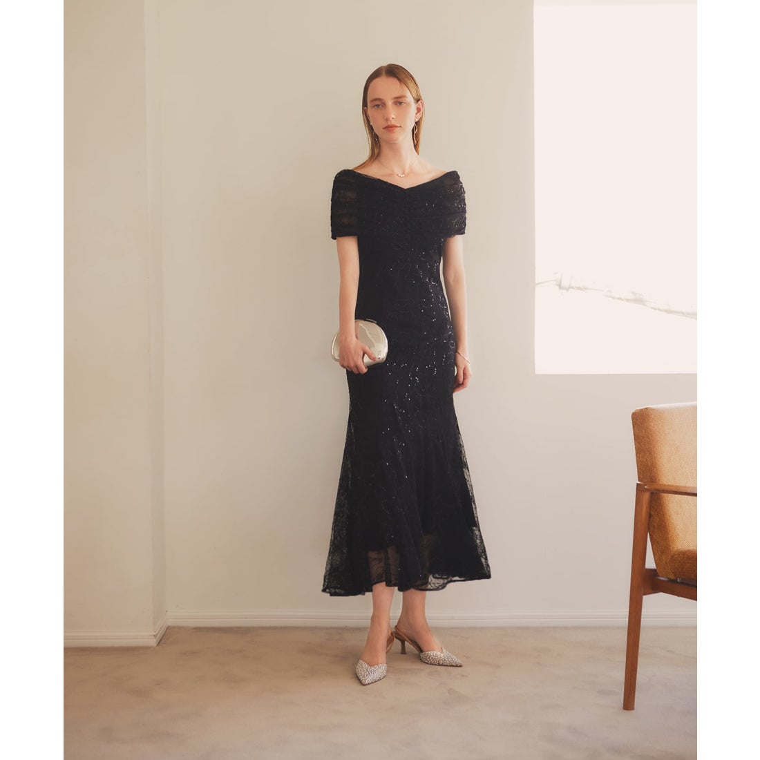 Leja レジャ 2WAYレース花柄オフショルダースパンコールマーメイド