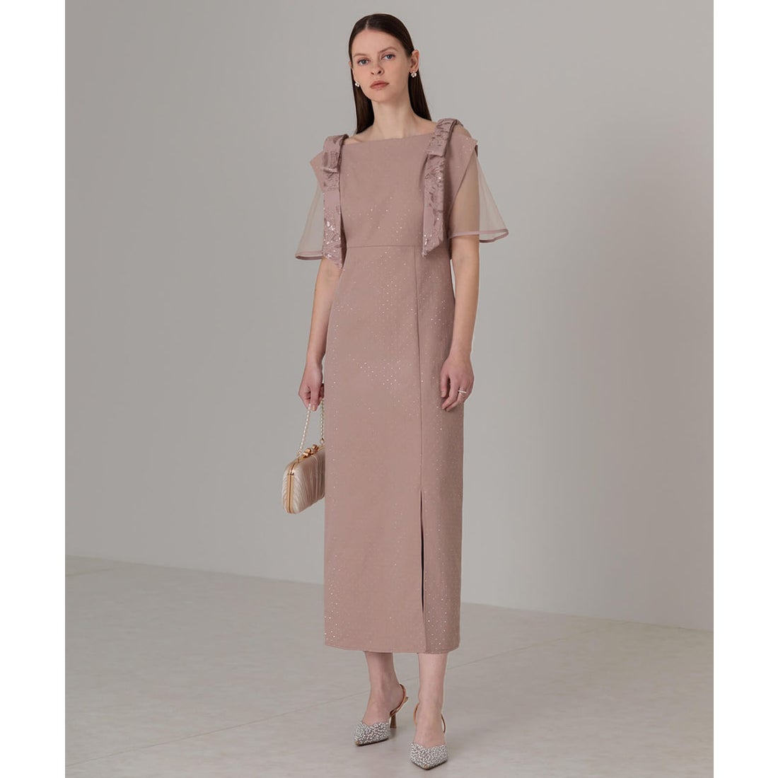 レジャ Leja 2WAY花柄リボンドットストーンIラインドレスワンピース