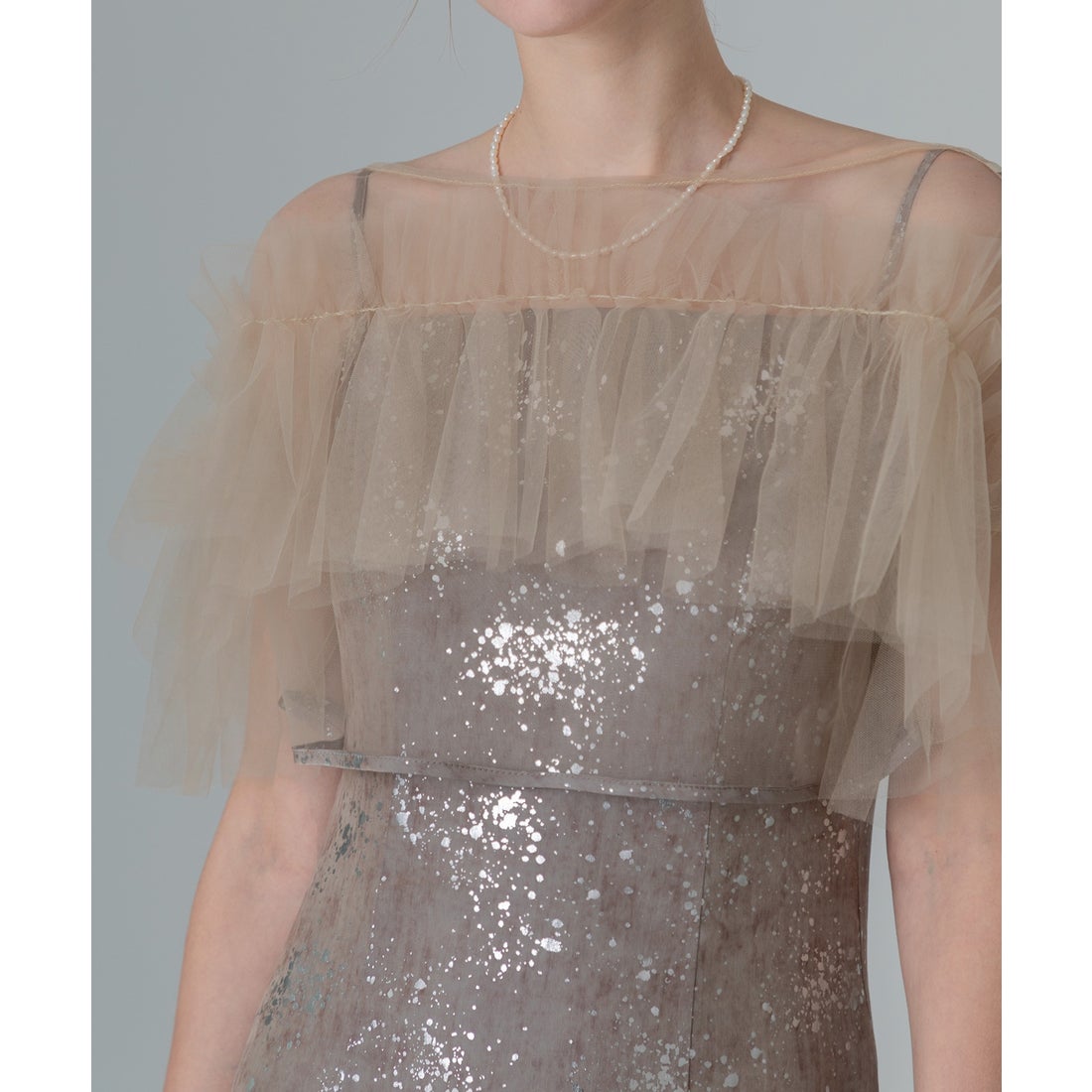 レジャ Leja チュールフリルボレロペイントマーメイドドレスワンピース