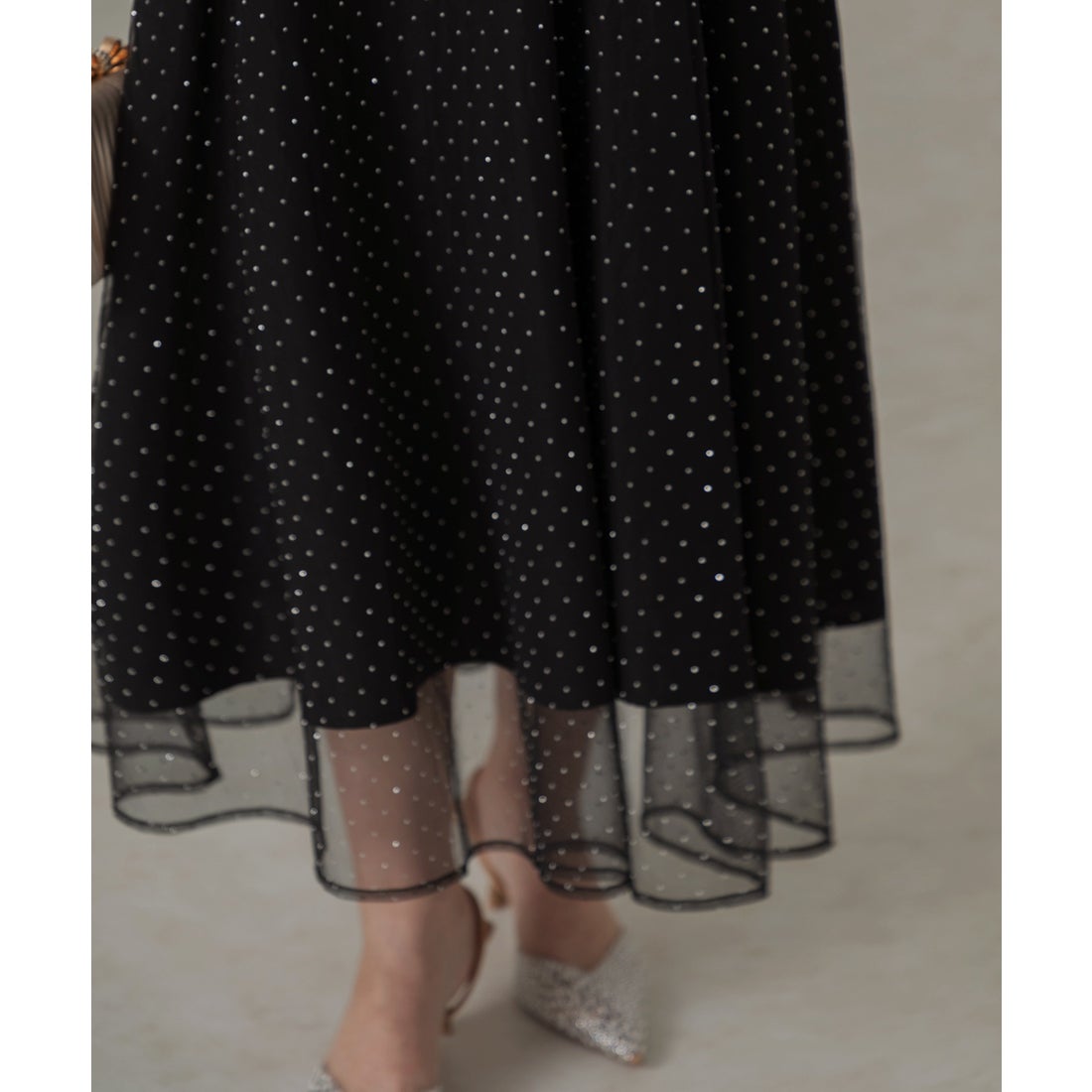 レジャ Leja 2wayドットストーンギャザーチュールAラインドレス