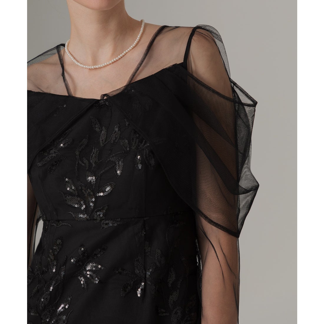 レジャ Leja チュールロングスリーブリーフIラインドレスワンピース