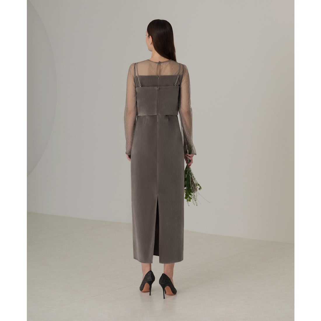 レジャ Leja 2WAYリボンビスチェドットストーンベロアIラインドレス