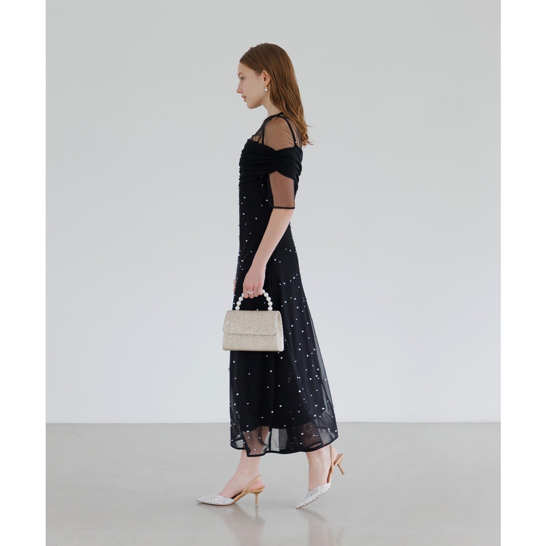 レジャ Leja 2WAYチュールトップスパールAラインドレスワンピース2点