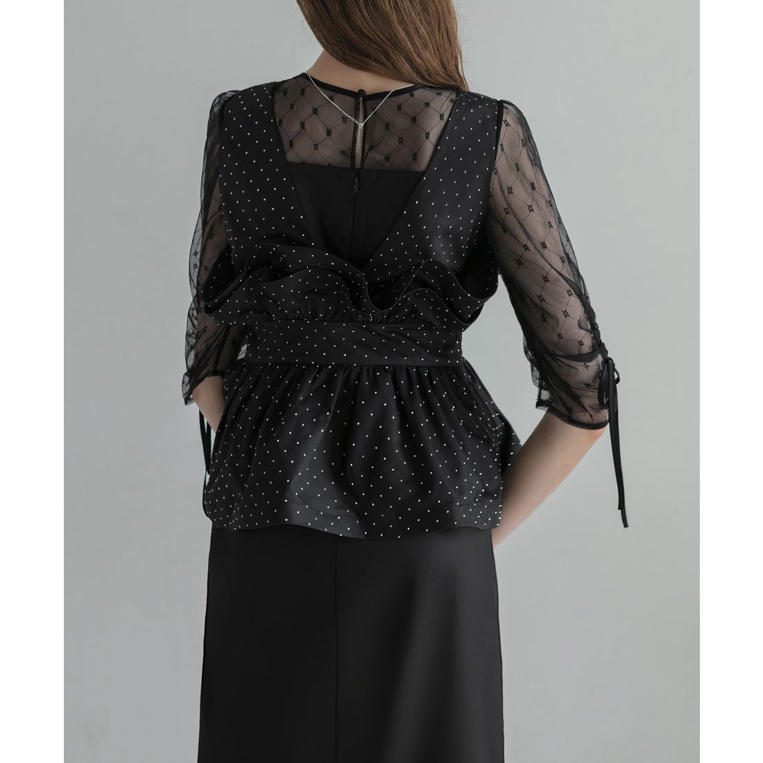 レジャ Leja ドットストーンペプラムチュールワンピースドレス 2点