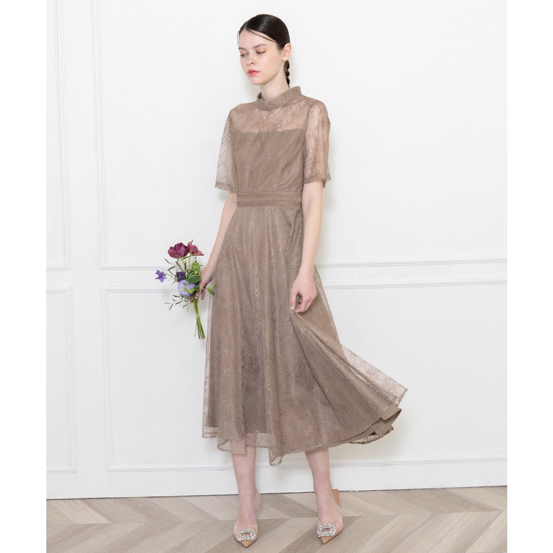 Leja（レジャ） ドレス 「LEJA」スパンコール刺繍レースプチハイネック