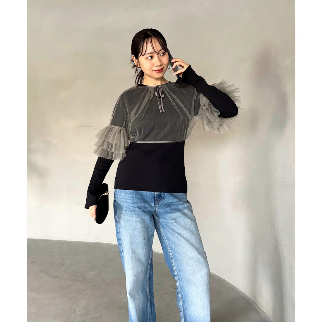 レジャ Leja チュールフリルリボンボレロスパンコール花柄刺繍ベア