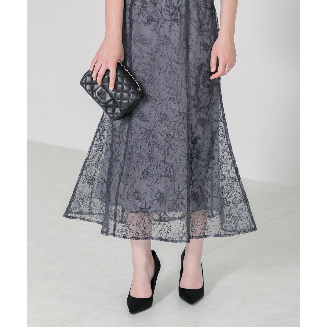 レジャ Leja リボン付きパフスリーブシアーボレロ刺繍レースマーメイド