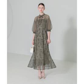 レジャ Leja リボン付きパフスリーブシアーボレロ刺繍レースマーメイド